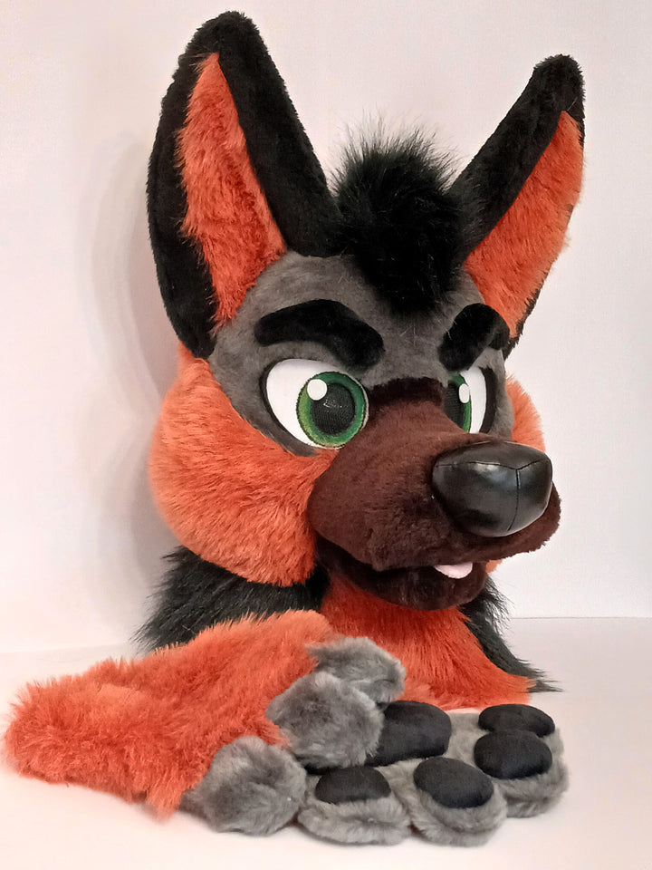 Ginger german shepherd dog fursuit plus size - head, hand paws and tail for sale