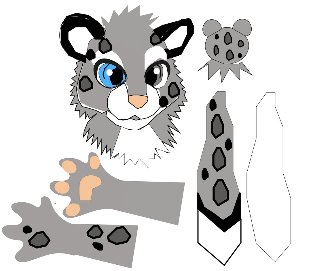 Custom order - leopard fursuit mini partial