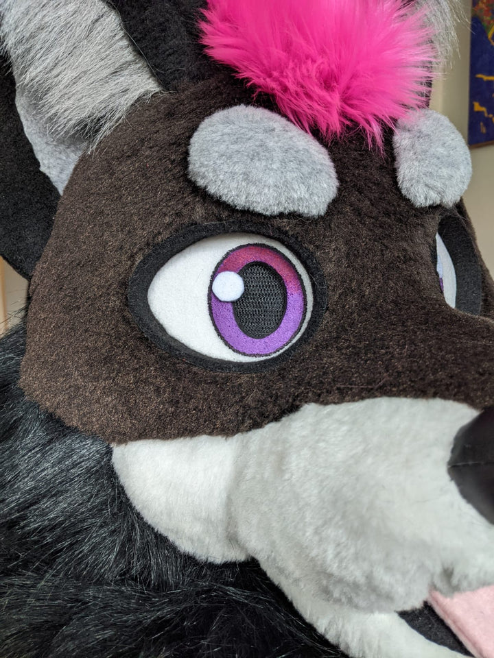 15%OFF OFFER Brown XL wolf husky fursuit head, hand paws, tail for sale