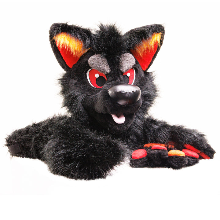Black Red Wolf Husky Fursuit Set – Head, Hand Paws & Tail, One Size M/L for Furry Cons & Cosplay
