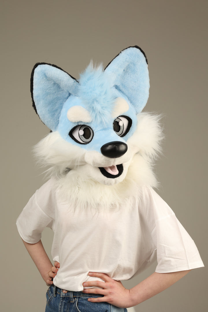 Blue Husky Dog Fursuit Set – Head & Tail, One Size M/L for Furry Cons & Cosplay