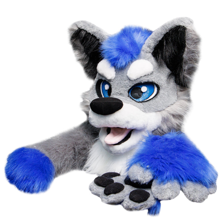 Gray Classic Wolf Husky Fursuit Set – Head, Hand Paws & Tail, One Size M/L for Furry Cons & Cosplay