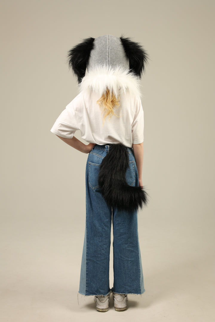 Grey dog fursuit head and tail 4"9 (145cm)-5"9 (176cm)