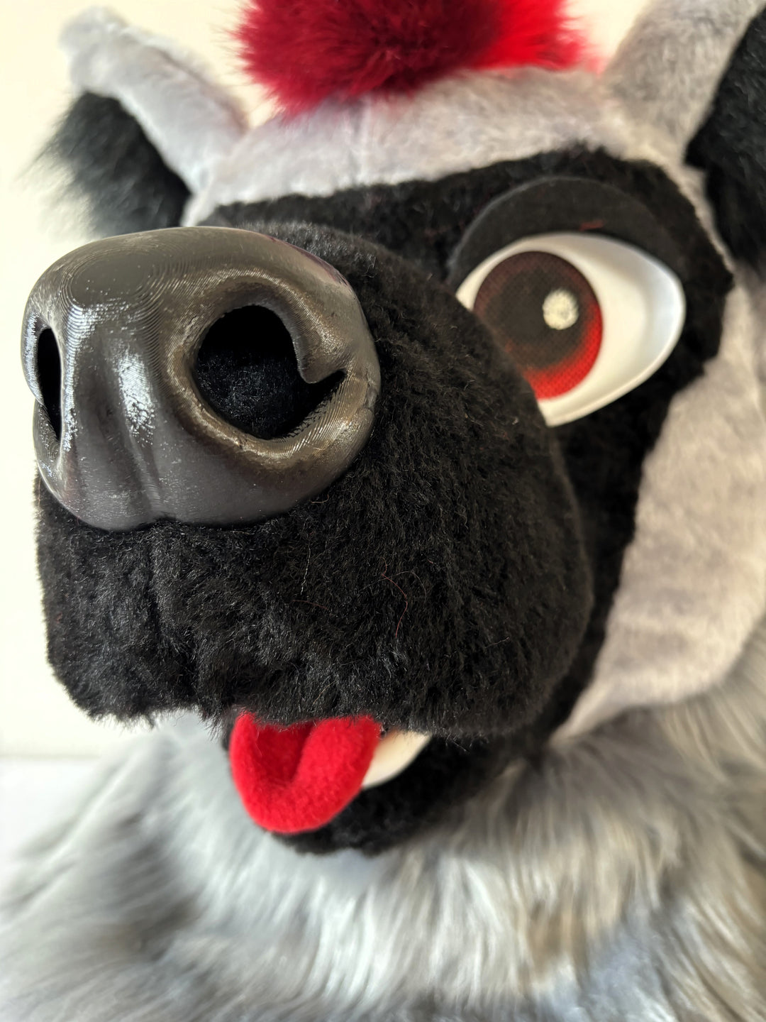 Striped hyena fursuit head, hand paws, tail for sale
