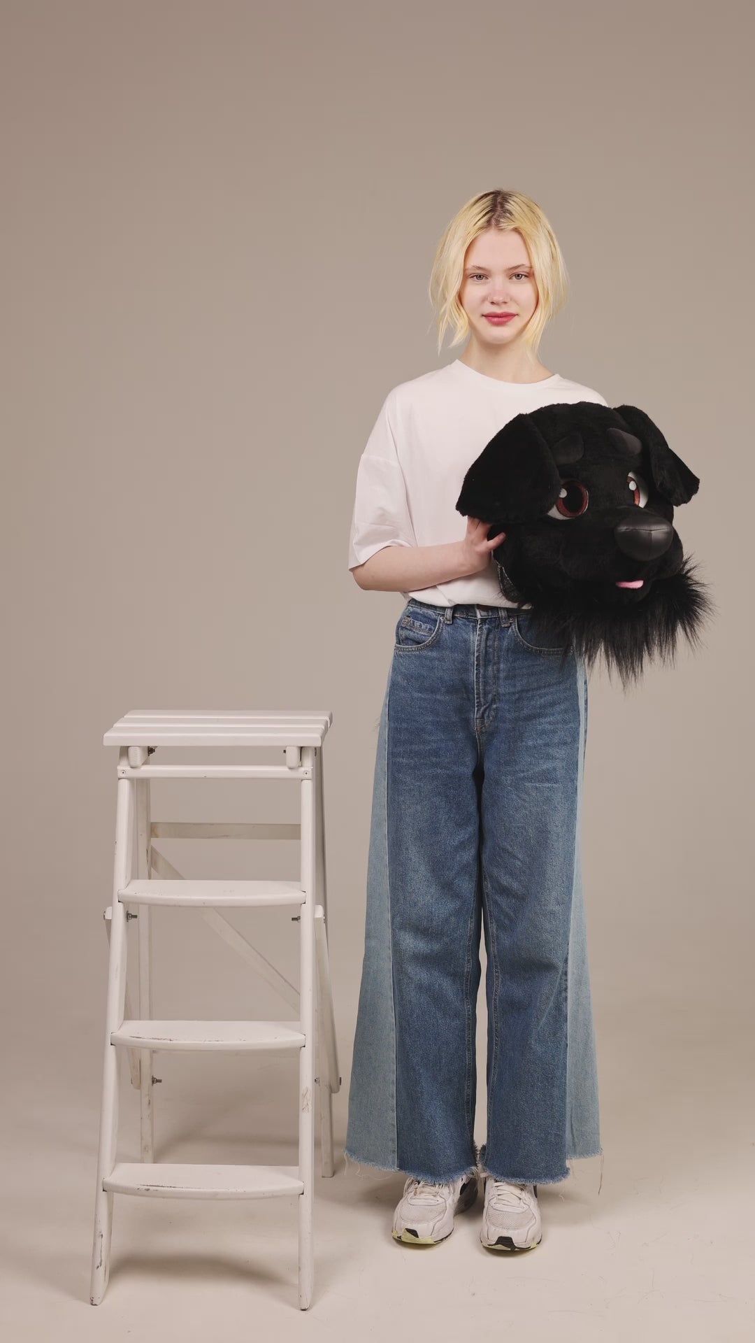 Black Labrador Dog Fursuit Set – Head & Tail, One Size M/L for Furry Cons & Cosplay