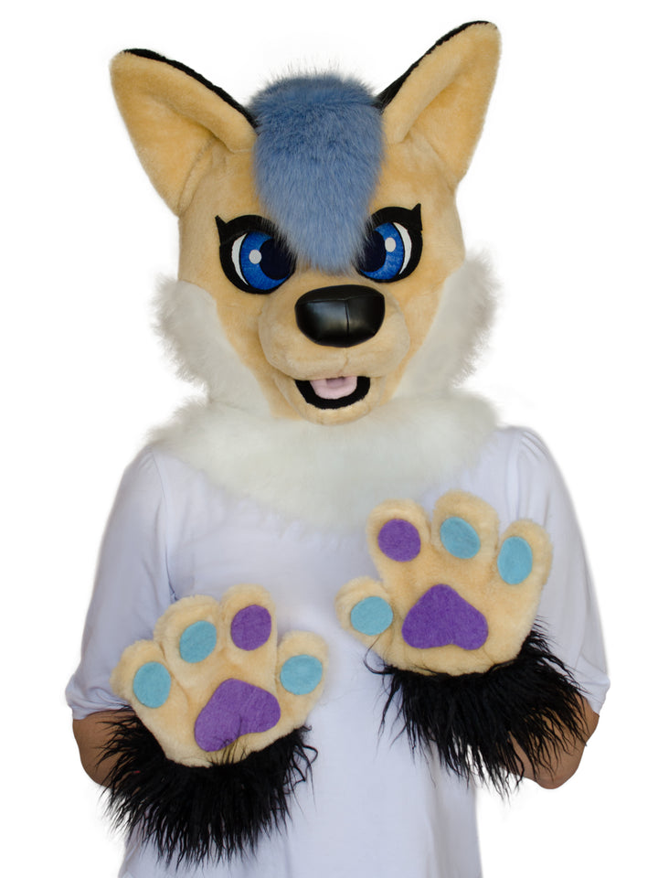 CLEARANCE! US only! Unisex beige fox fursuit head and hand paws