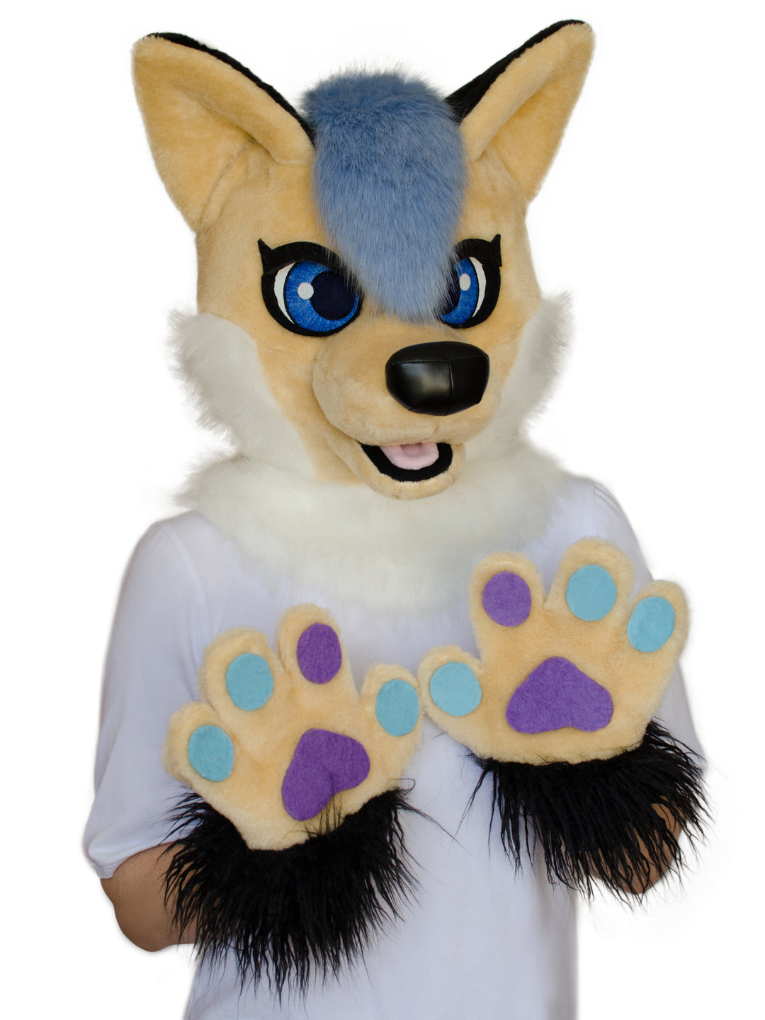 SPECIAL OFFER! Unisex beige fox fursuit head and hand paws