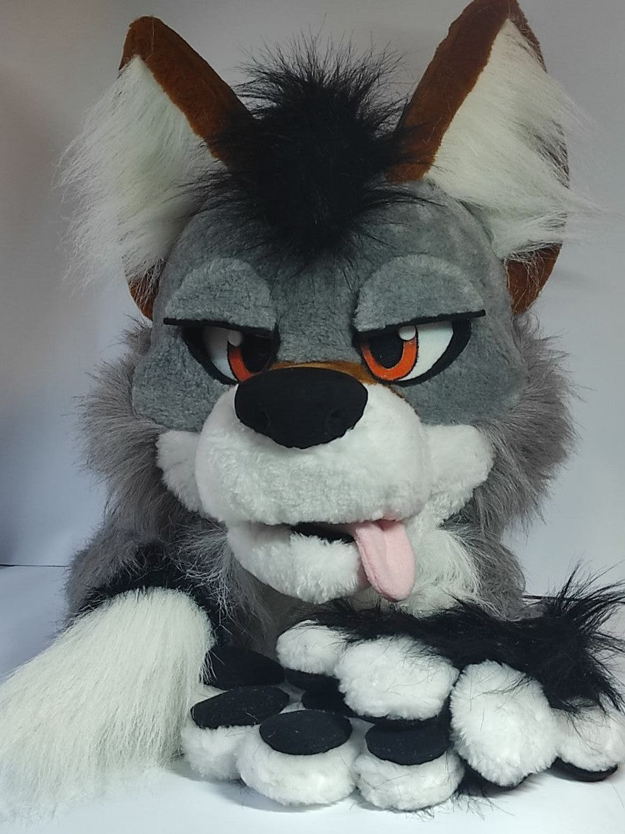 SALE 20%OFF Gray ginger wolf husky fursuit head, hand paws, tail - XL size PREMADE UA