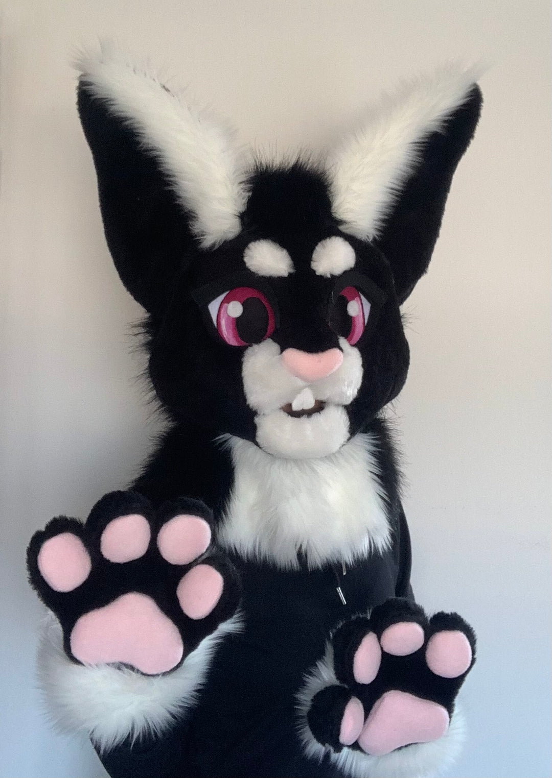 Black rabbit fursuit head and hand paws for sale