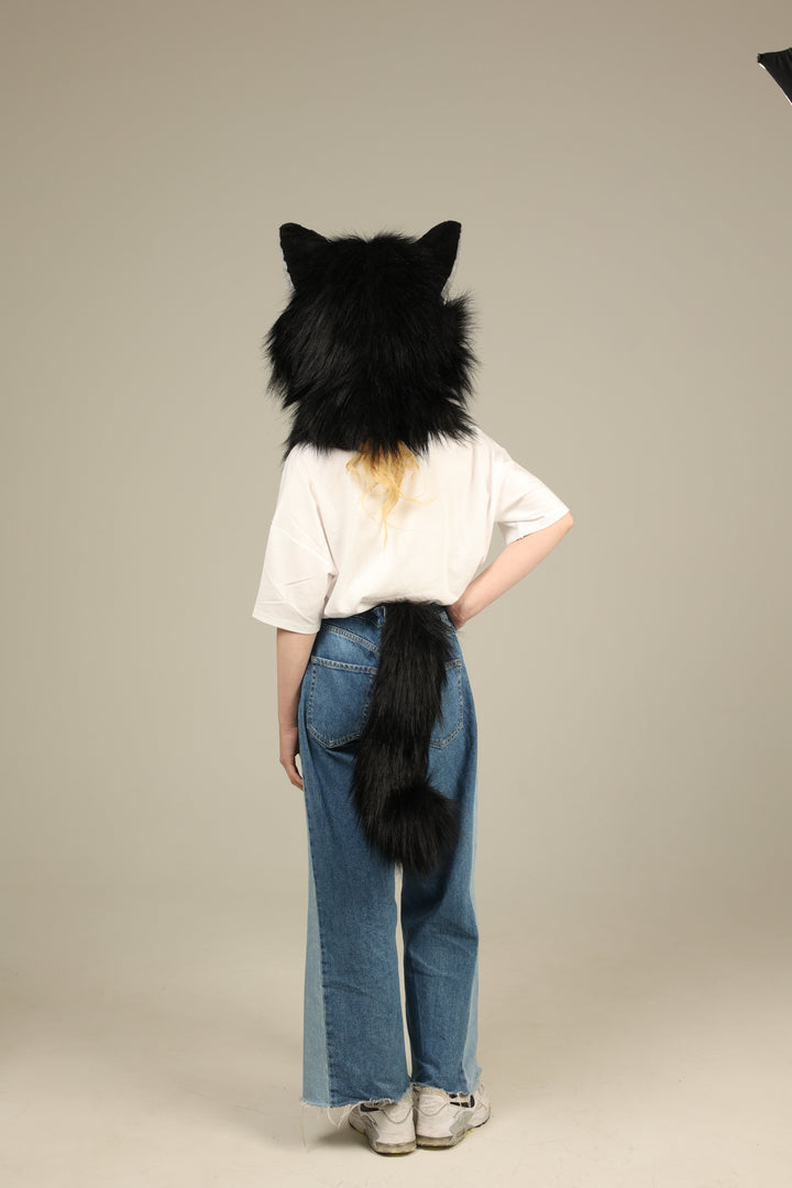 Black cat fursuit head and  tail 4"9 (145cm)-5"9 (176cm)