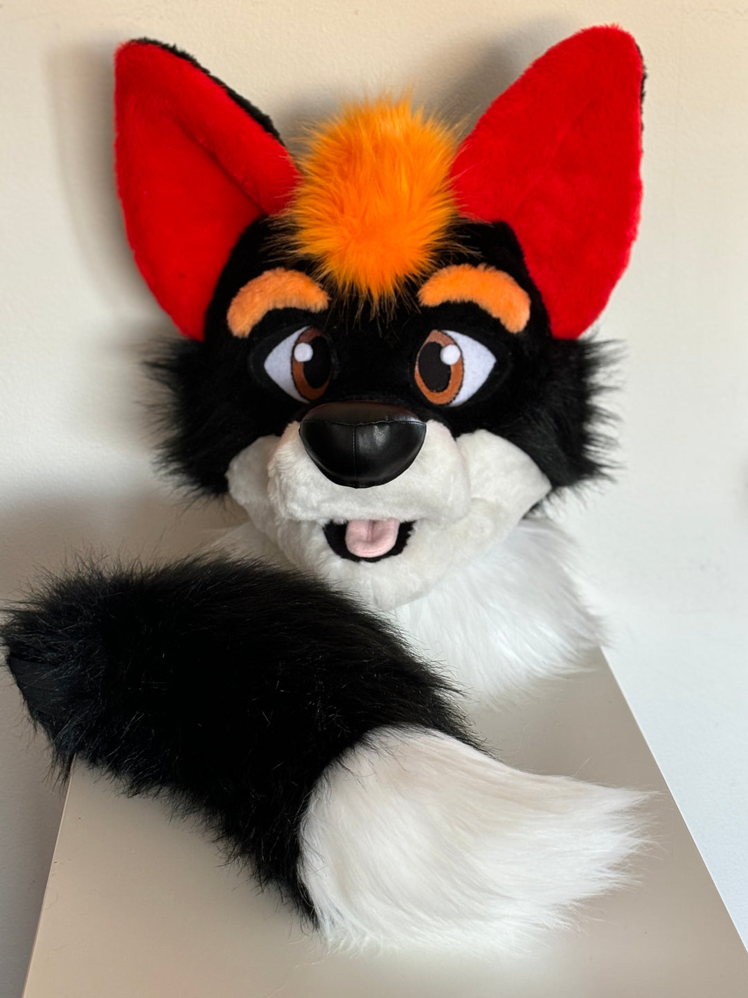 Black fox fursuit head and  tail premade Oneandonlycostumes