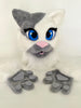 white cat fursuit head and hand paws for sale 
