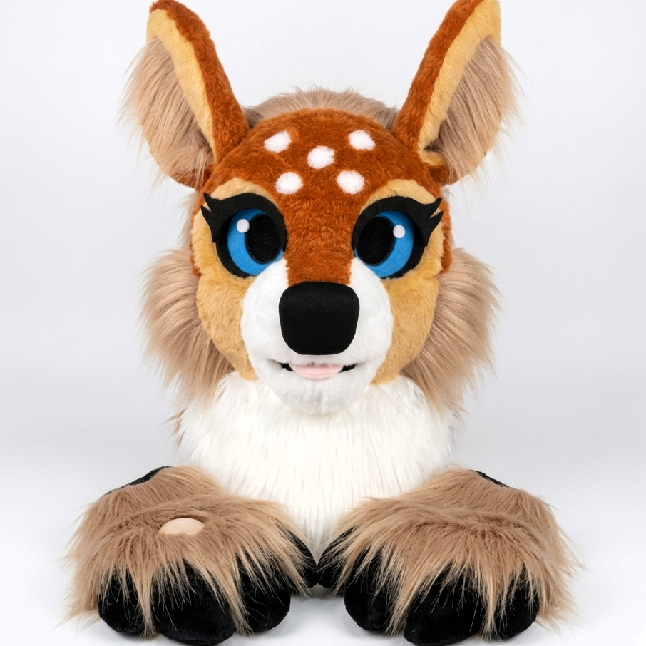Deer Fursuit Head, Hand Paws & Tail, Size M/L, Premade UA