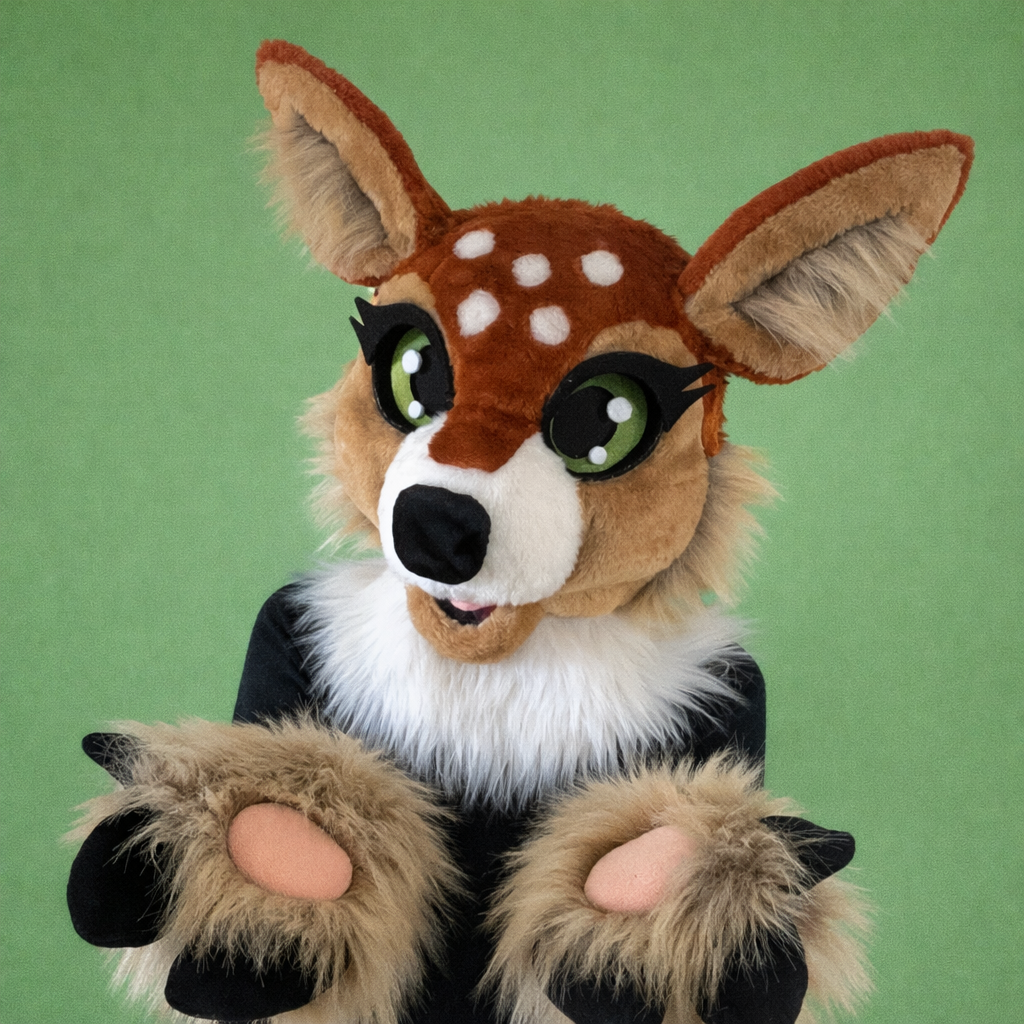 Deer Fursuit Head, Hand Paws & Tail, Size M/L, Premade UA
