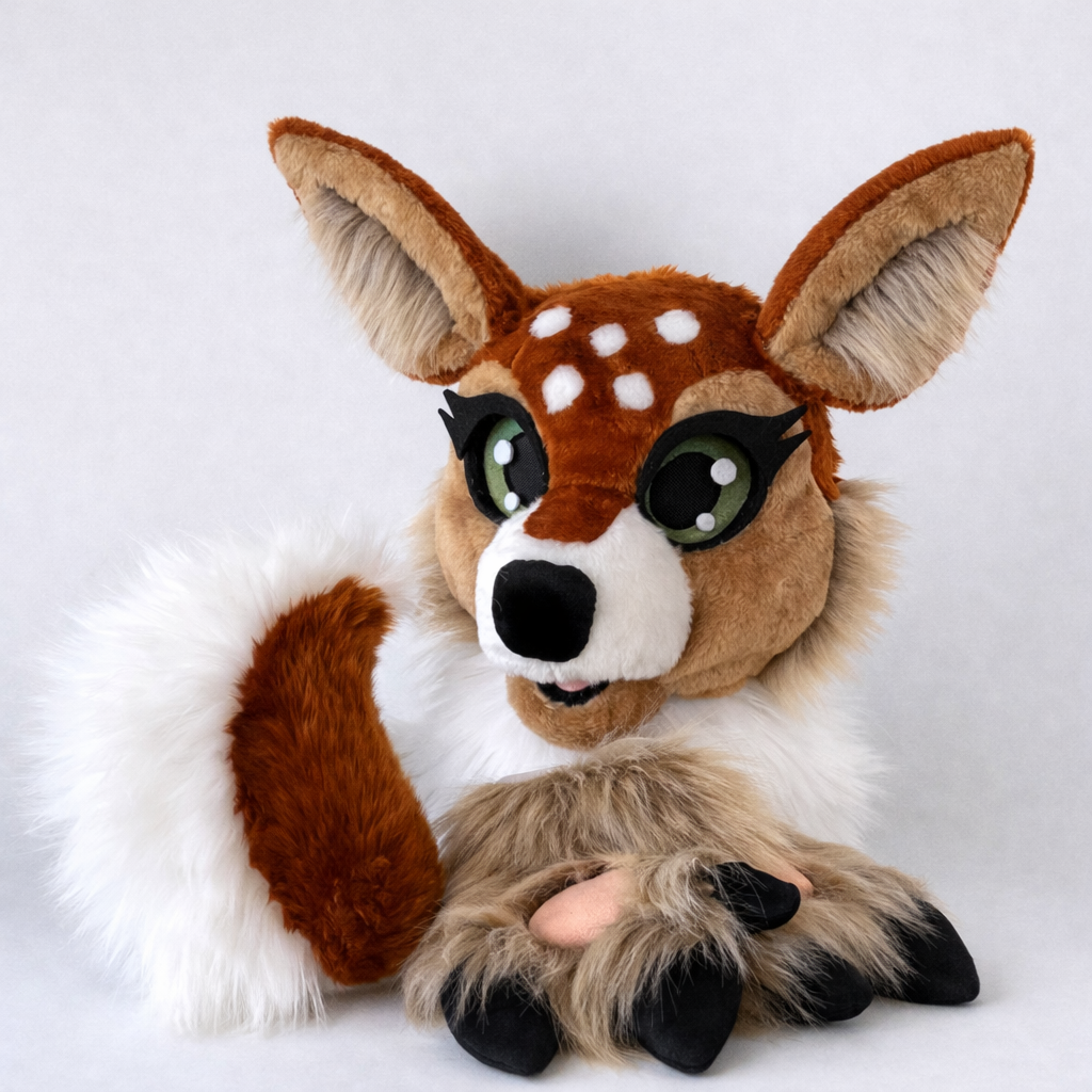 Deer Fursuit Head, Hand Paws & Tail, Size M/L, Premade UA