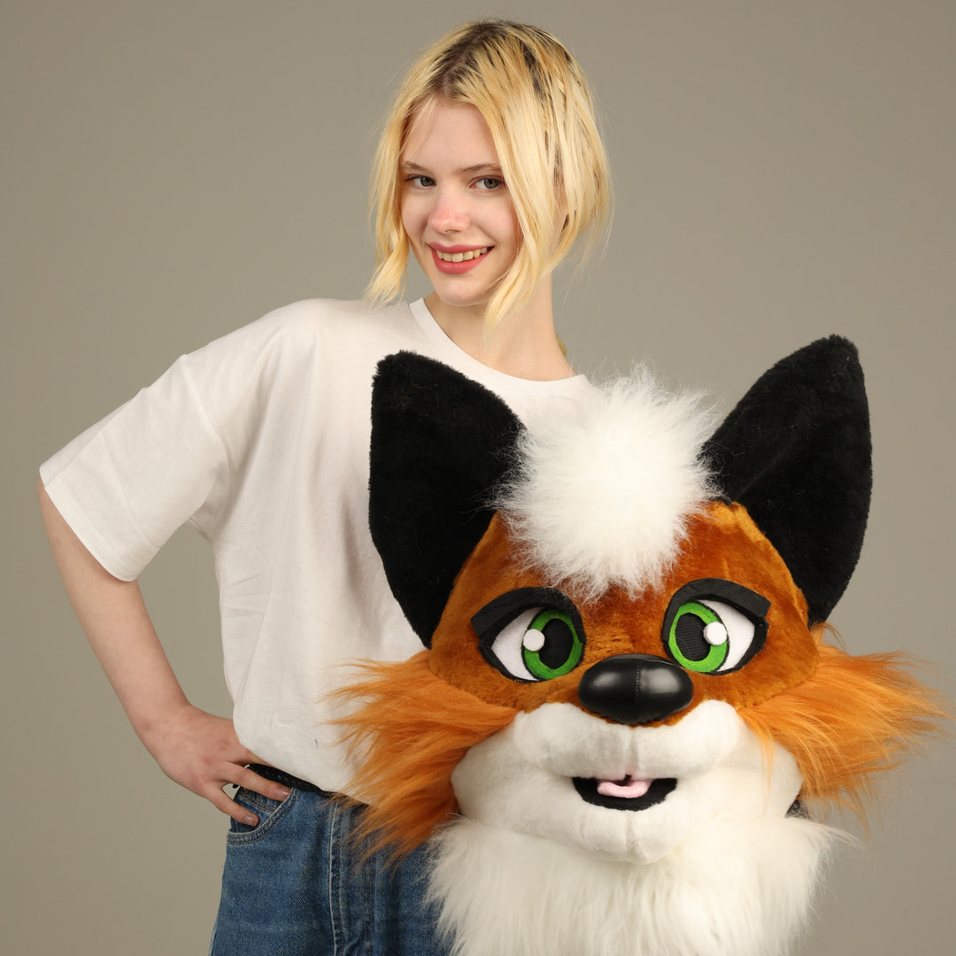 Unisex ginger fox fursuit head and tail
