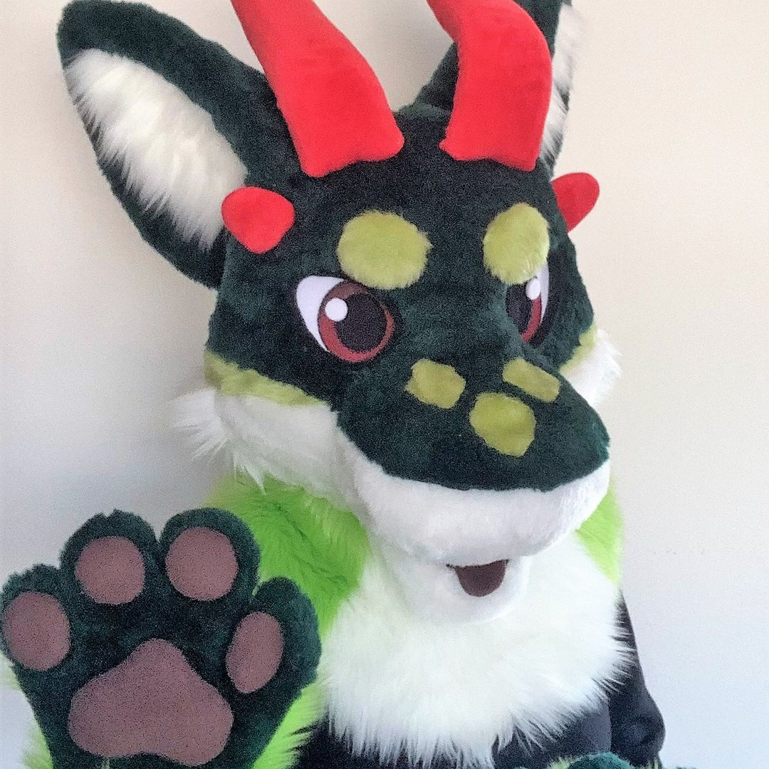melon dragon fursuit head 