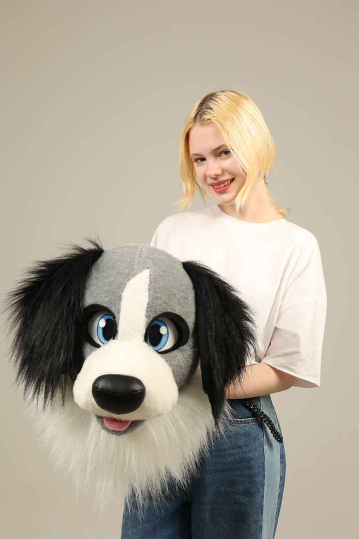 Grey dog fursuit head and tail 4"9 (145cm)-5"9 (176cm)