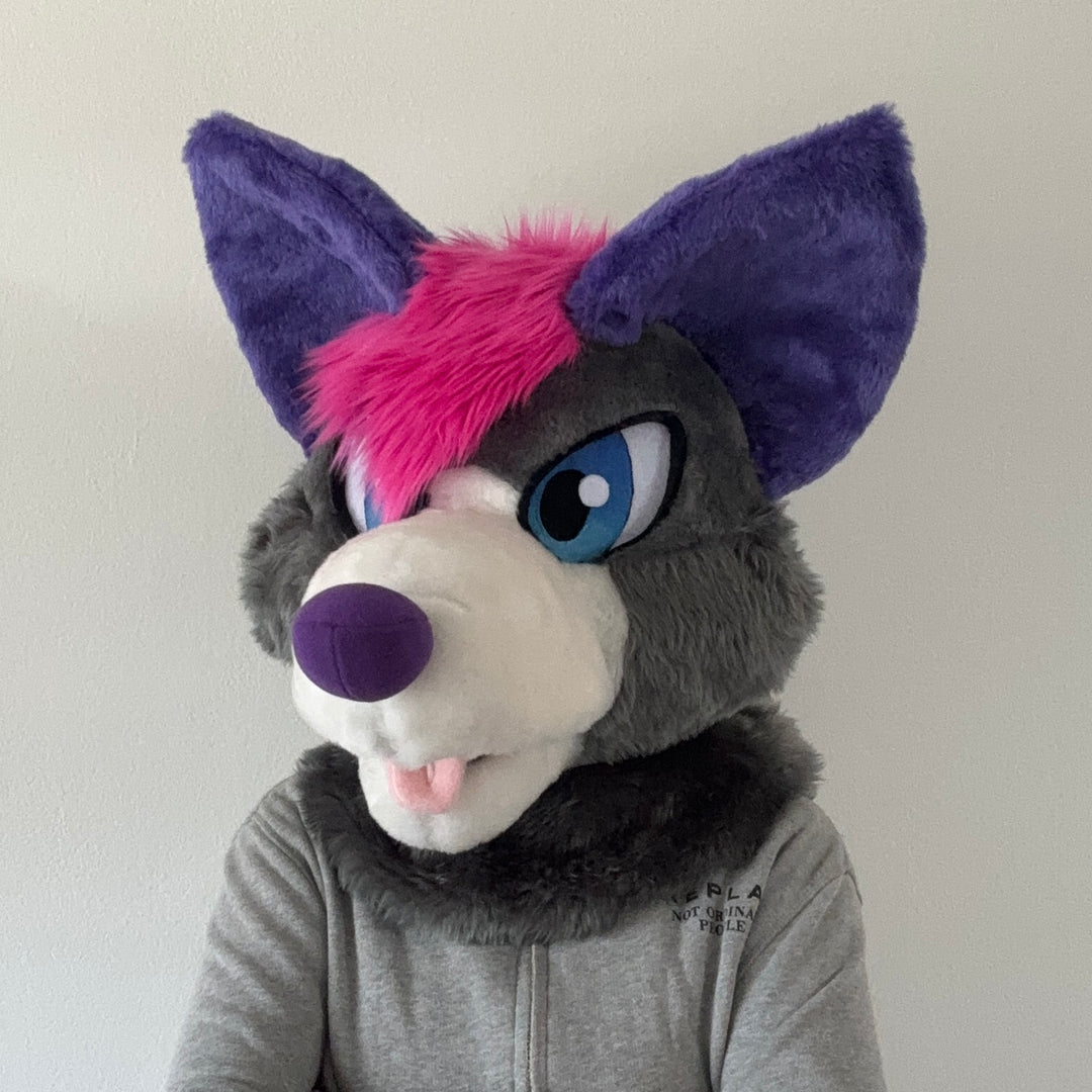 Premade grey rat fursuit head for sale, rat furry head Oneandonlycostumes