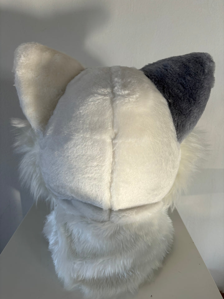 SALE 50% off.  White gray cat fursuit head and hand paws