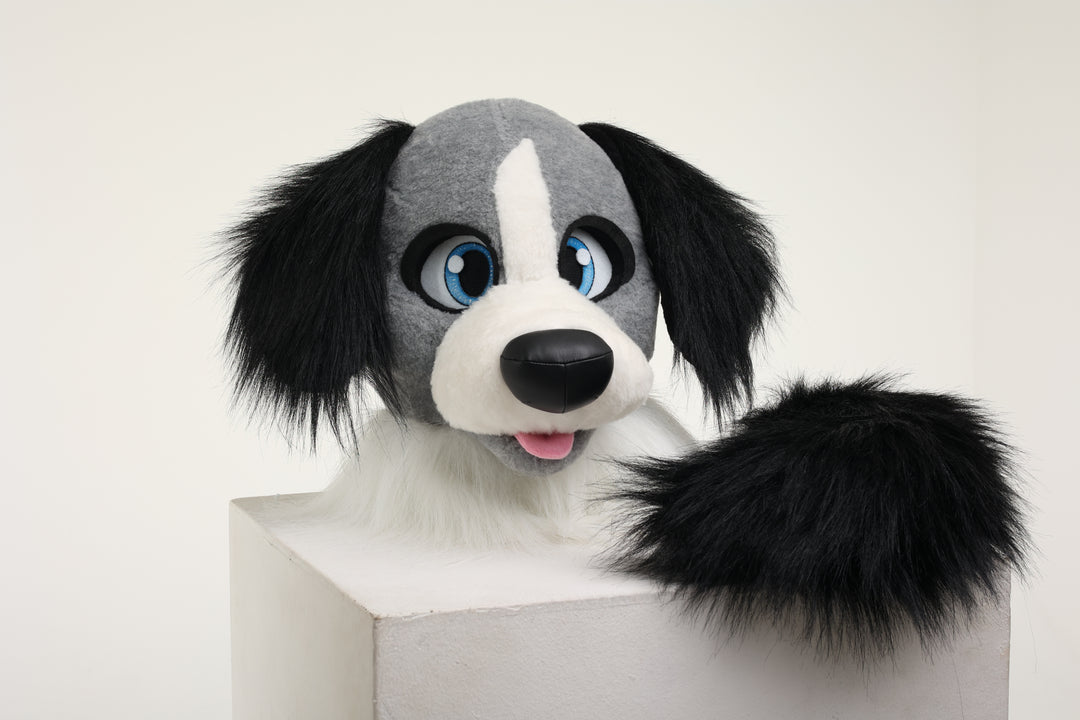 Grey dog fursuit head and tail 4"9 (145cm)-5"9 (176cm)