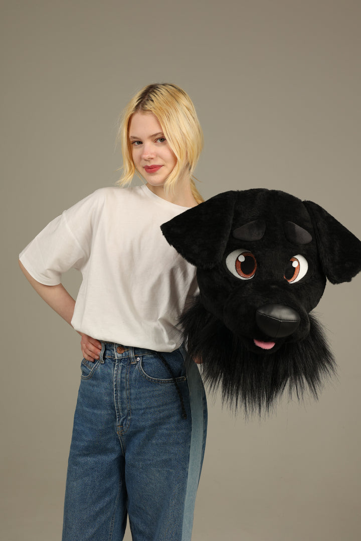 SPECIAL OFFER 25% OFF! US ONLY! Black labrador dog fursuit head and tail 4"9 (145cm)-5"9 (176cm)