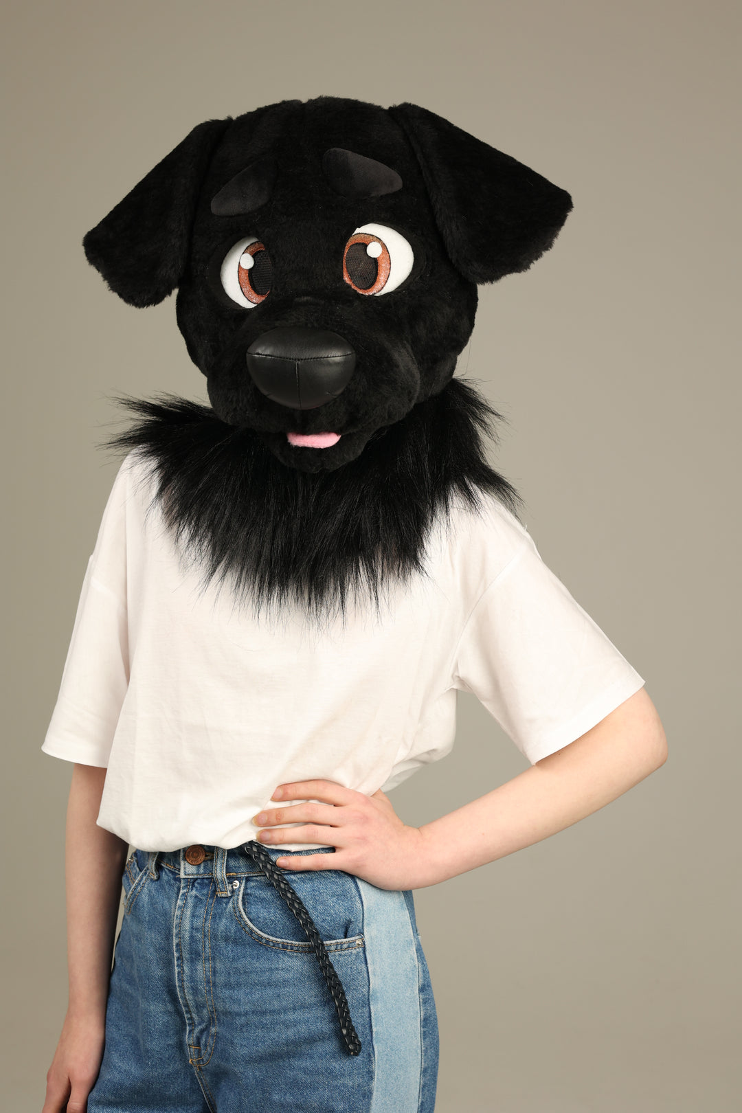 Black labrador dog fursuit head and tail 4"9 (145cm)-5"9 (176cm) new model