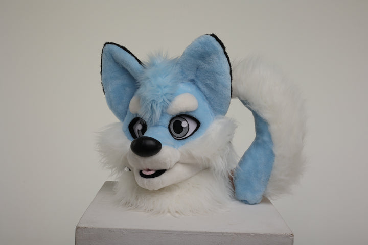 Blue Husky Dog Fursuit Set – Head & Tail, One Size M/L for Furry Cons & Cosplay