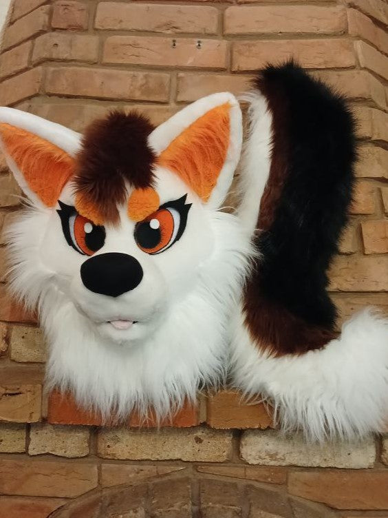 White wolf fursuit head, tail and sleeves ONE OF A KIND