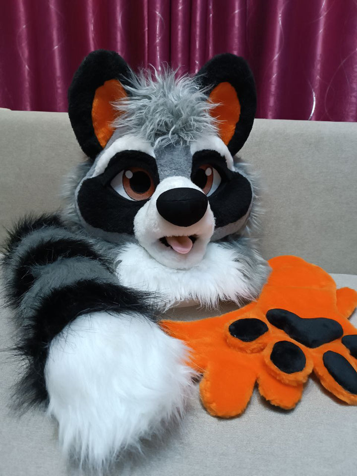 Raccoon Fursuit Head, Hand Paws and Tail, size M/L or XL, PREMADE/MTO UA