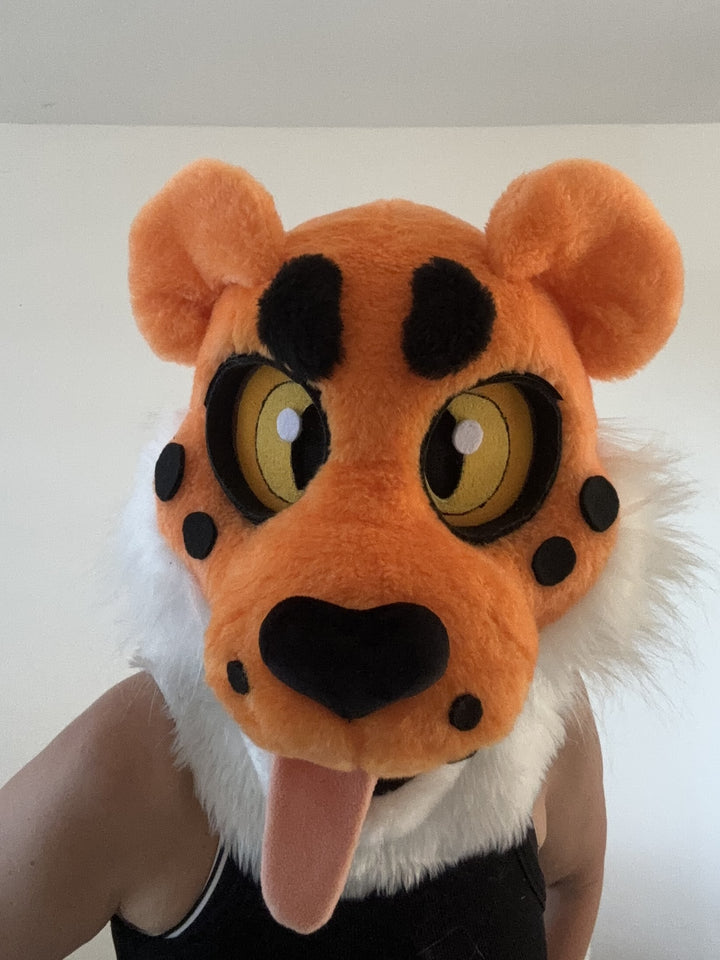 Kids cheetah fursuit head and tail 4"4 (135cm)-5"9 (176cm),unisex kids furry mask Oneandonlycostumes