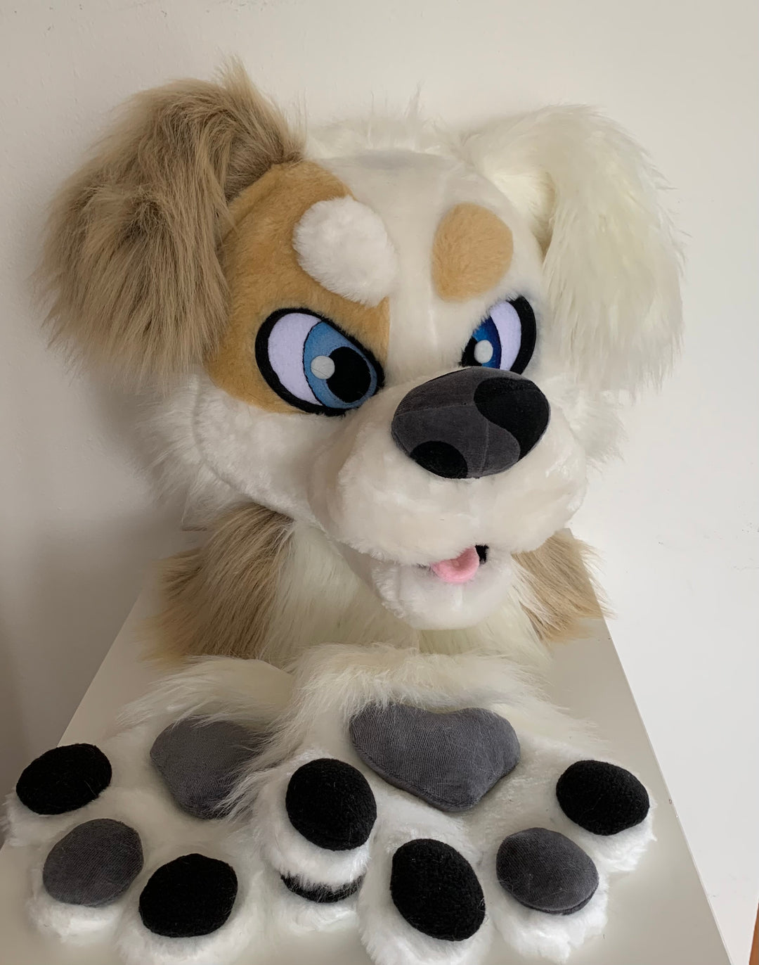 SPECIAL OFFER 15%OFF White steet dog fursuit head and hand paws for sale