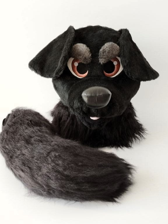 Black labrador dog fursuit head and tail 4"9 (145cm)-5"9 (176cm)