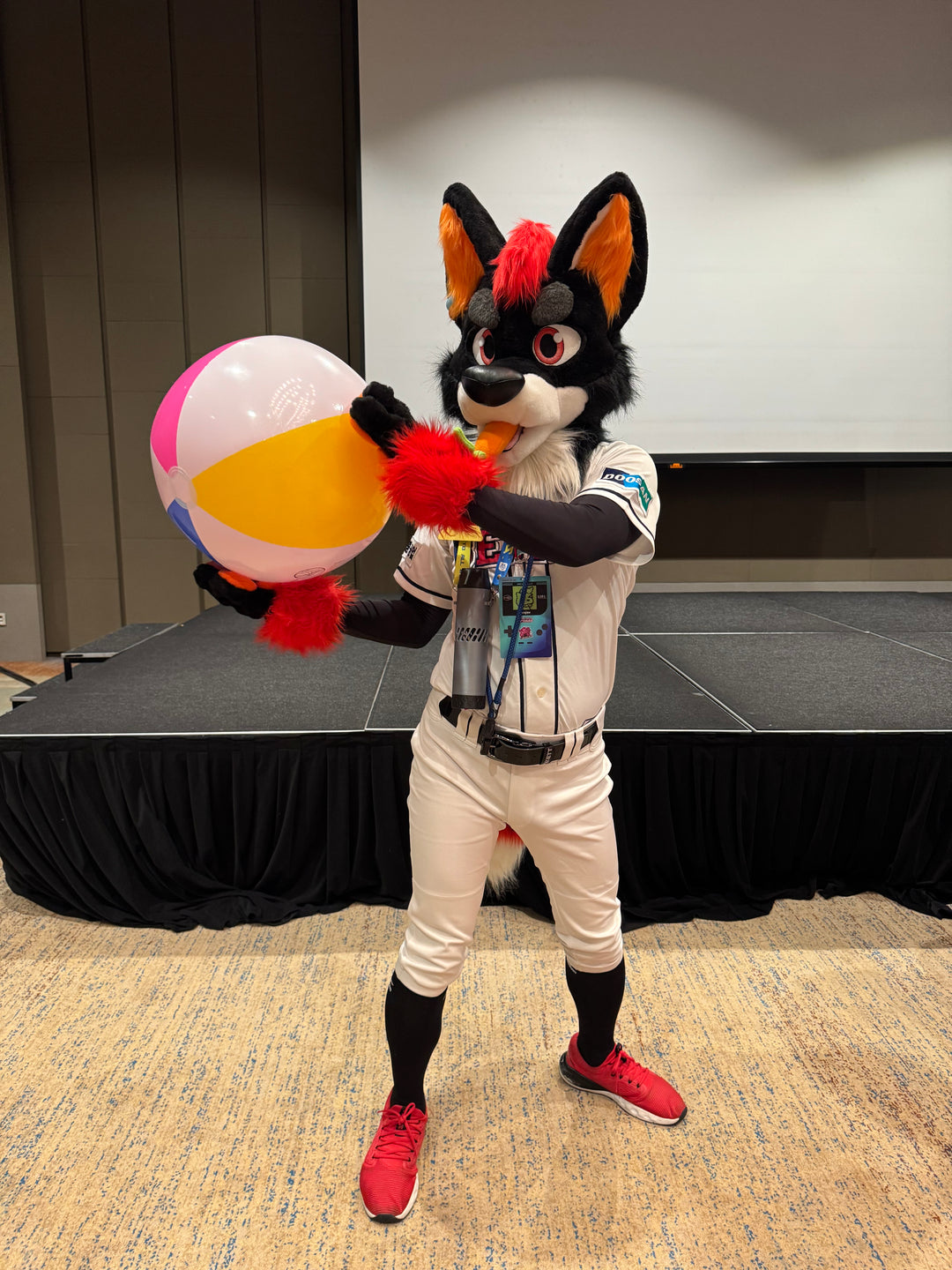 Black red wolf husky fursuit plus size - head, hand paws, tail for sale