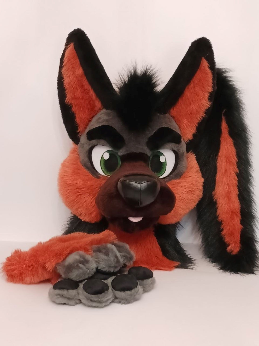 XL german shepherd dog fursuit head, hand paws and tail for sale