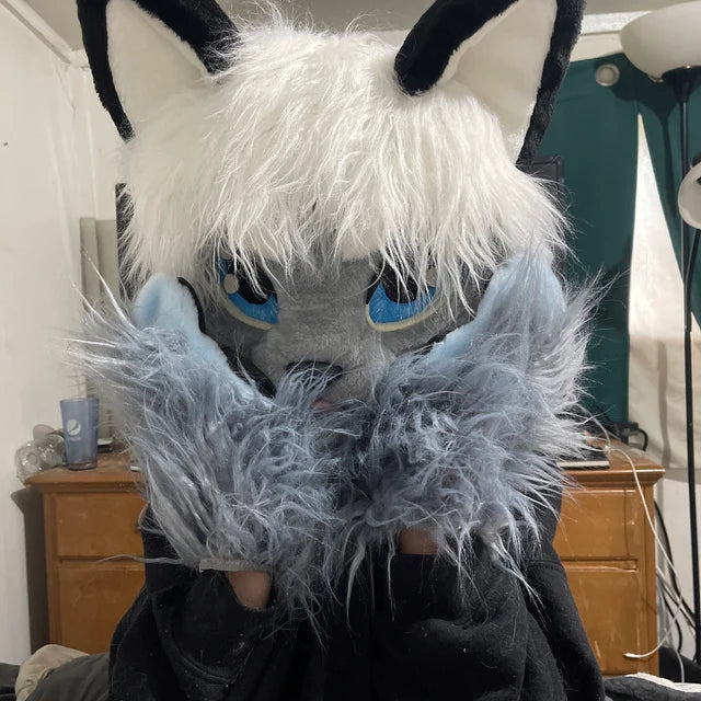Gray kemono cat fursuit head