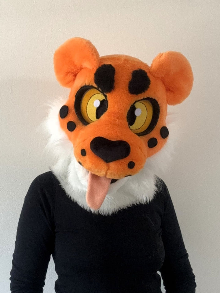 Kids cheetah fursuit head and tail 4"4 (135cm)-5"9 (176cm),unisex kids furry mask Oneandonlycostumes