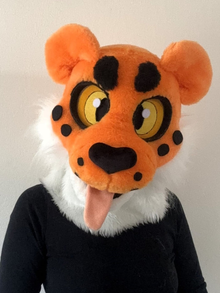 Kids cheetah fursuit head and tail 4"4 (135cm)-5"9 (176cm),unisex kids furry mask Oneandonlycostumes