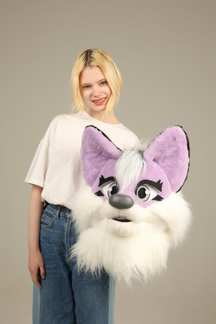 Lilac wolf fursuit head and tail 4"9 (145cm)-5"9 (176cm)