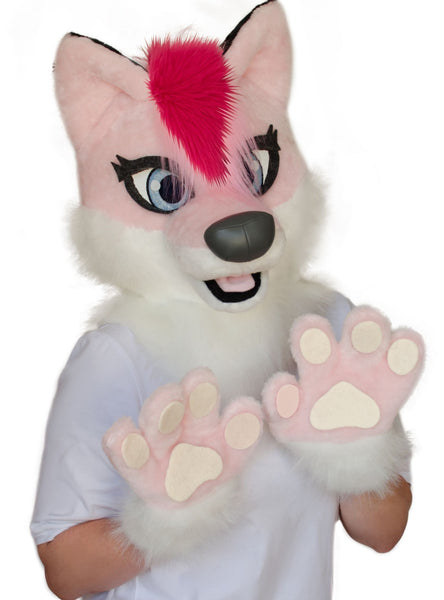 pink wolf fursuit 