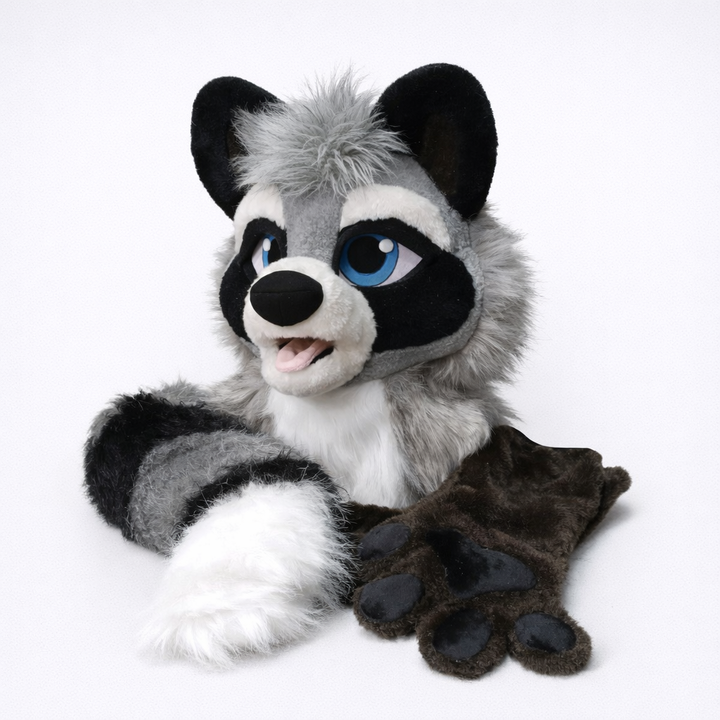 Raccoon Fursuit Head, Hand Paws and Tail, size M/L or XL, PREMADE/MTO UA