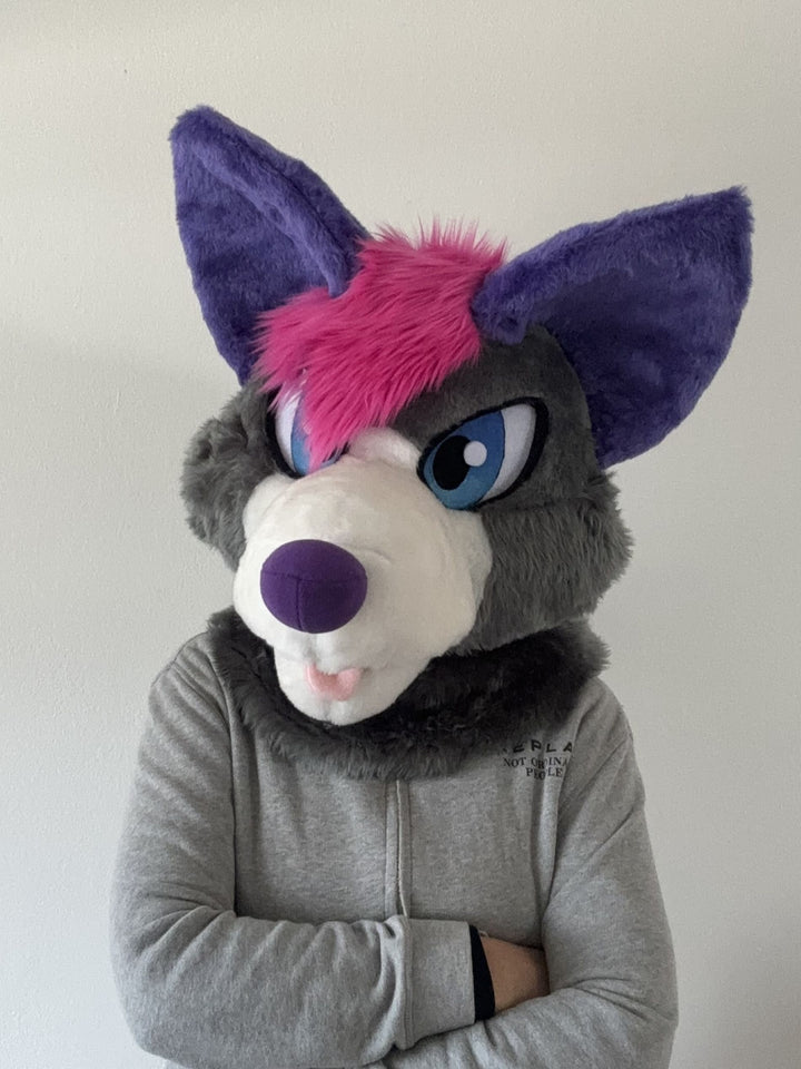 Premade grey rat fursuit head for sale, rat furry head Oneandonlycostumes