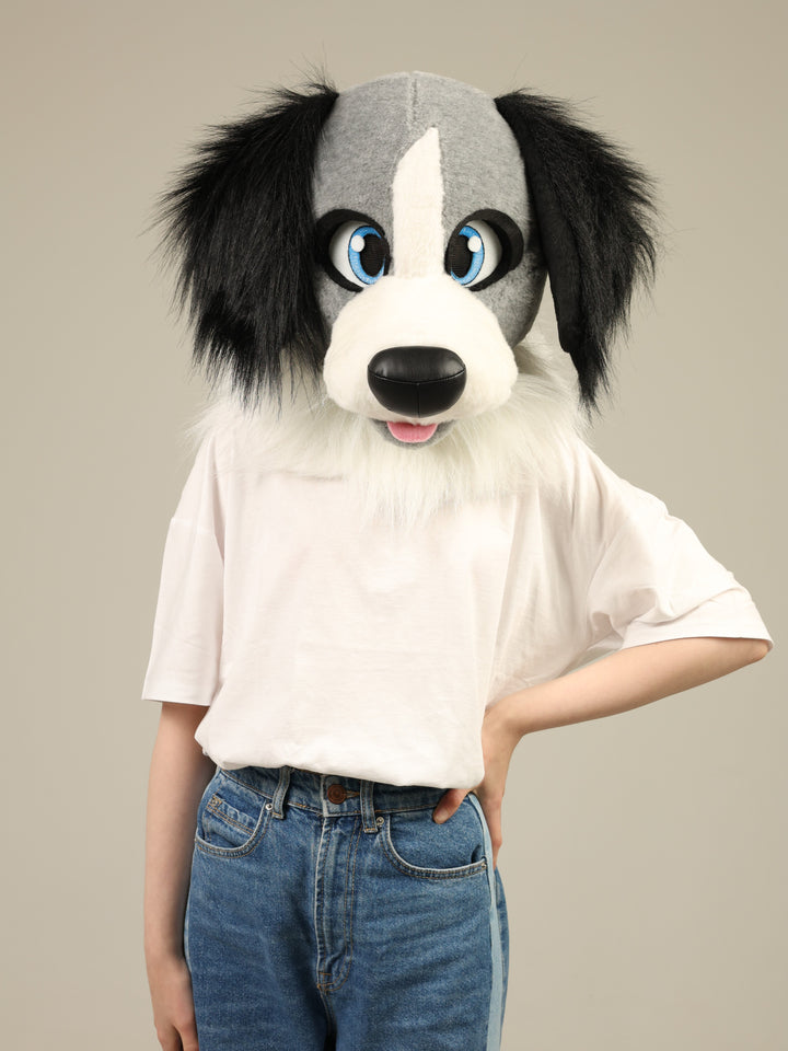 Grey dog fursuit head and tail 4"9 (145cm)-5"9 (176cm)