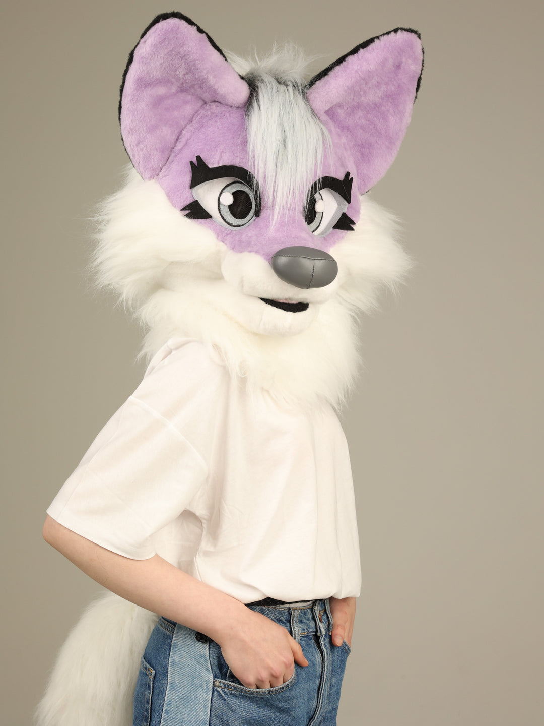 SPECIAF OFFER 10% OFF Lilac wolf fursuit head and tail 4"9 (145cm)-5"9 (176cm)