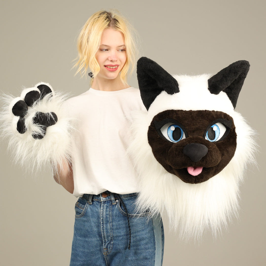 Siamese cat fursuit head and tail 4"9 (145cm)-5"9 (176cm)