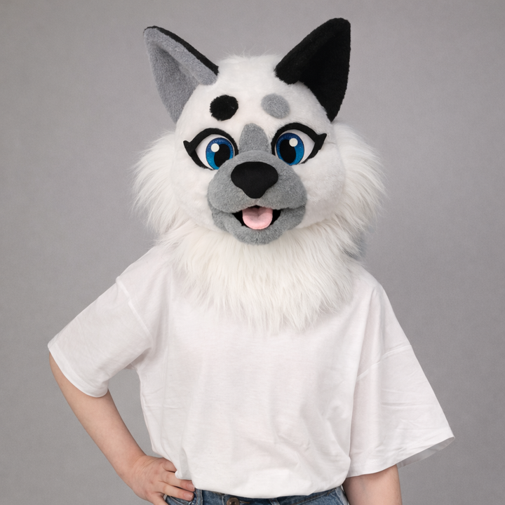 White  Cat Fursuit Head and  Tail - BASIC, size M/L PREMADE UA