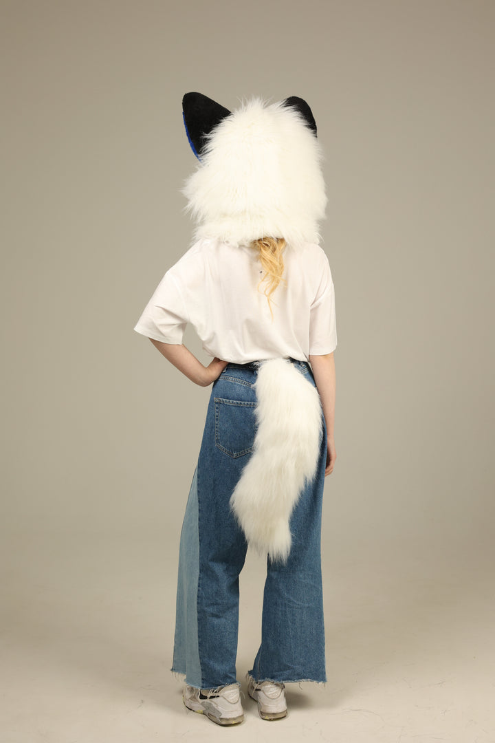 Girls white wolf fursuit head and tail 4"9 (145cm)-5"9 (176cm) Oneandonlycostumes