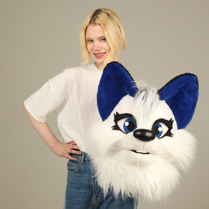 Girls white wolf fursuit head and tail 4"9 (145cm)-5"9 (176cm) Oneandonlycostumes