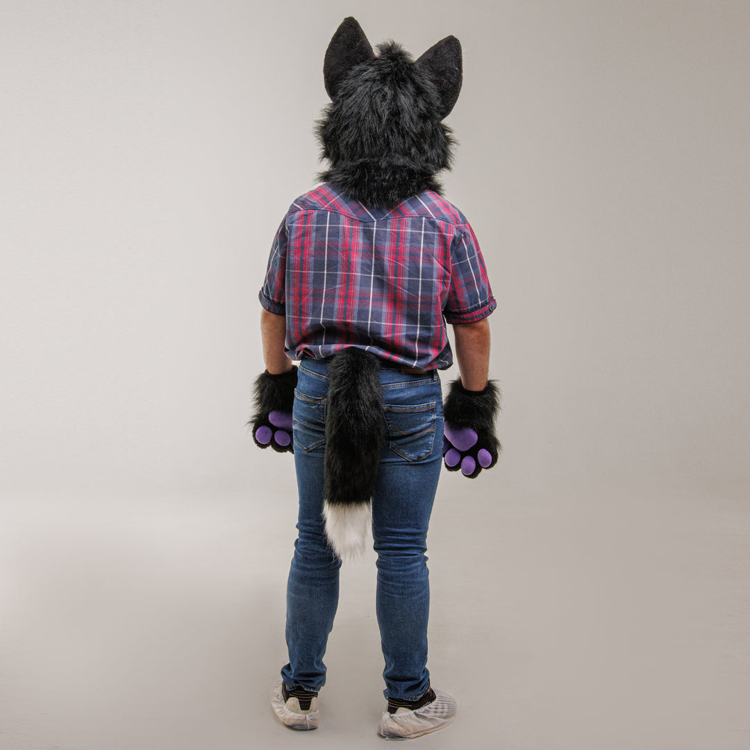 XL husky wolf fursuit head, hand paws and tail for sale