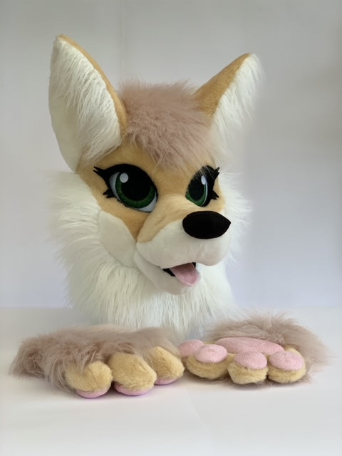 Fennec fox fursuit head and hand paws+tail for sale, fox fursuit, furry suite